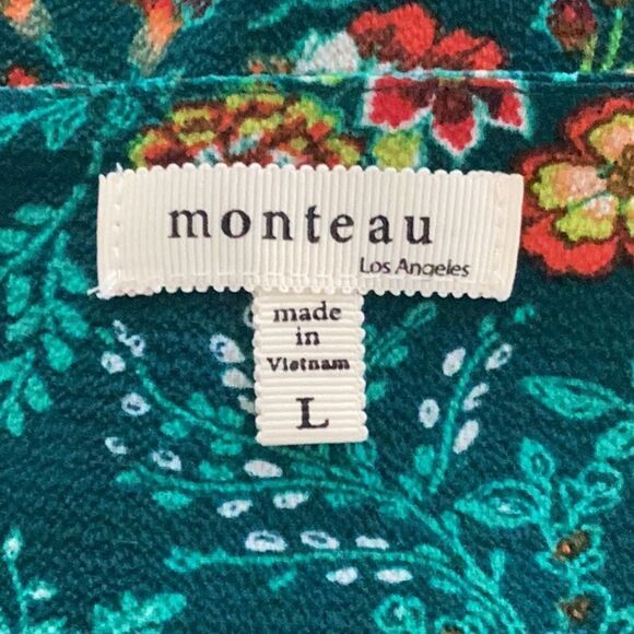 MONTEAU TOP BLOUSE COLD SHOULDER FLORAL PRINT LARGE - Picture 6 of 7